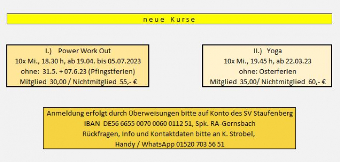 Neue Kurse beim SVS