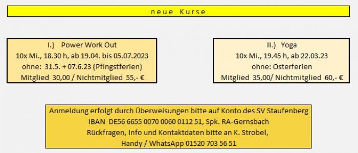 Neue Kurse beim SVS
