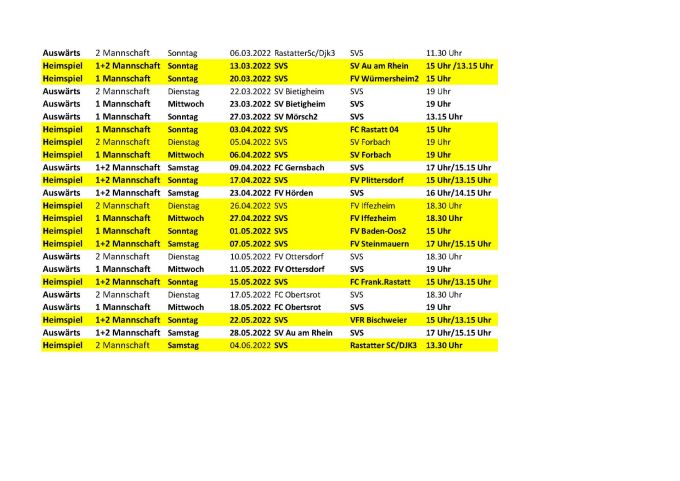 Spielplan 2022