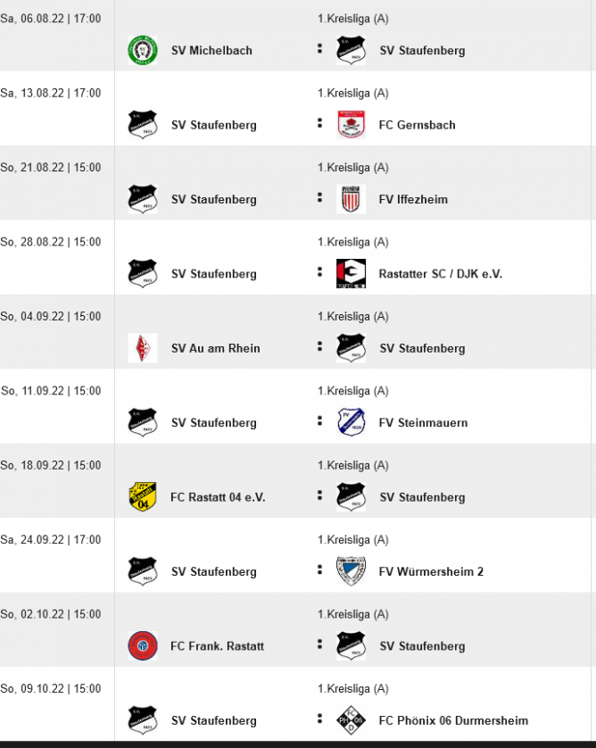 Die ersten Spiele des SVS