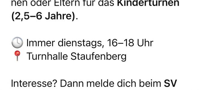 Übungsleiterin/Eltern für das Kinderturnen gesucht