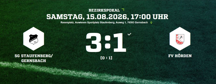 SG dreht hitziges Pokalderby gegen den FV Hörden